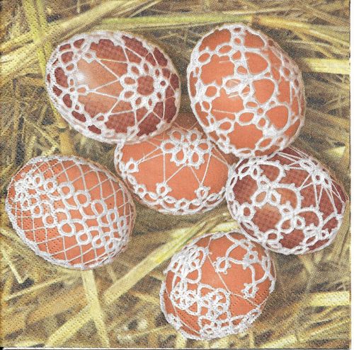 4 Paper Napkins Easter Eggs in Lace
