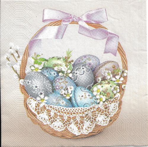 4 Paper Napkins Traditional Easter Basket with Lace