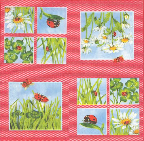2 Paper Napkins Ladybird