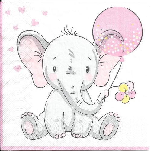 4 Paper Napkins Elephant with Balloon