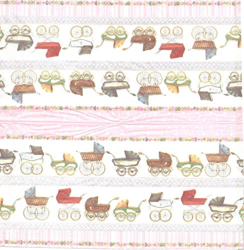 3 Paper Napkins 25x25 Baby Carriage