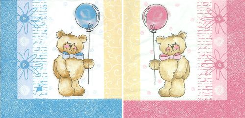 2 Paper Napkins Teddy Bear