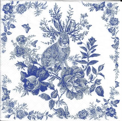 4 Paper Napkins Fairytale Hare Blue