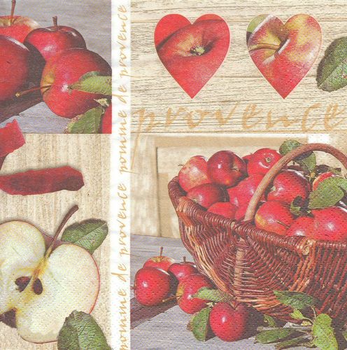 4 Paper Napkins Apples from Provence