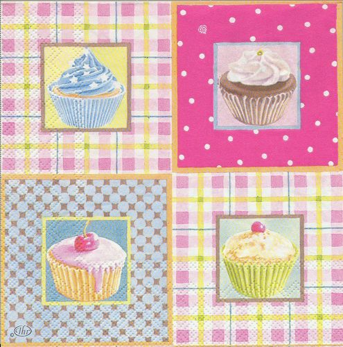 4 Paper Napkins Little Cupcakes
