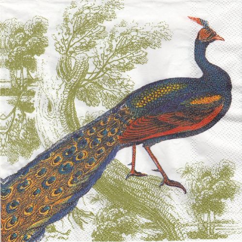 3 Paper Napkins cocktail Peacock