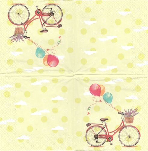 2 Serviettes papier Vélo Ballon