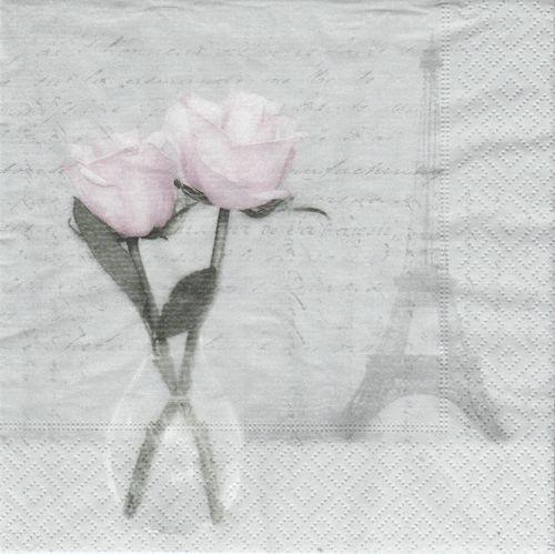 2 Serviettes papier Roses Paris