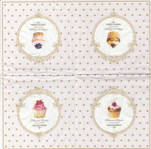 2 Paper Napkins Dots & Cupcakes