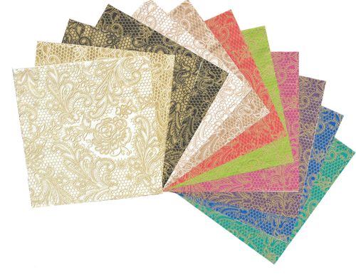 2 Paper Napkins Lace Royal Embossed