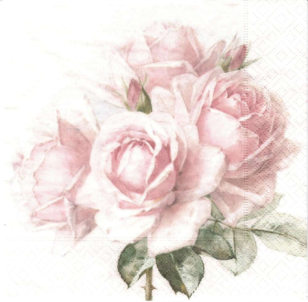 2 Serviettes en papier Anges Roses Paper Napkins Pink Angels Sagen Vintage 