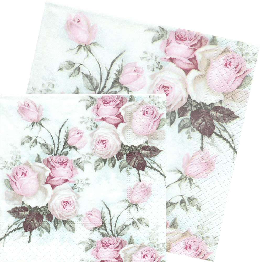2 Serviettes en papier Fleur Rose Rosier Decoupage Paper Napkins Flower Rosebush 