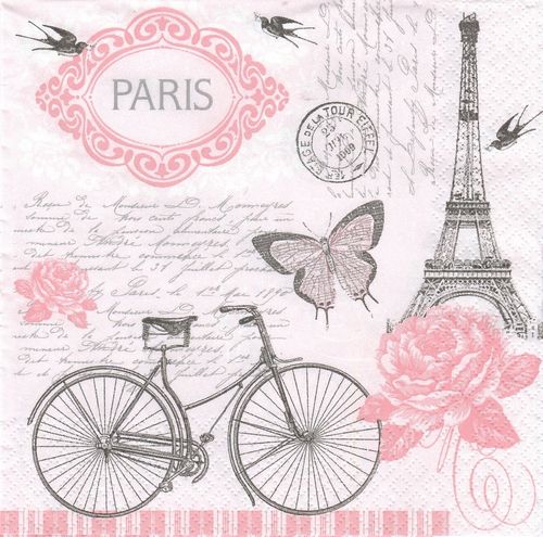 4 Paper Napkins Parisian Bicycle