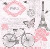 4 Serviettes papier Vélo parisien