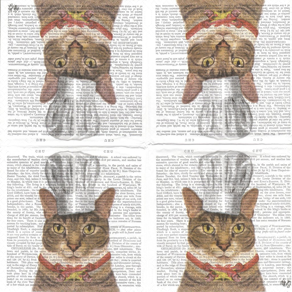 3 Serviettes papier Cocktail Chat Charlie Cuisinier Paper Napkins Cat 