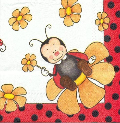 4 Paper Napkins Ladybird