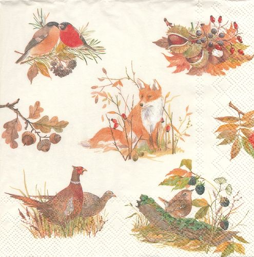 2 Paper Napkins Autumn Wildlife