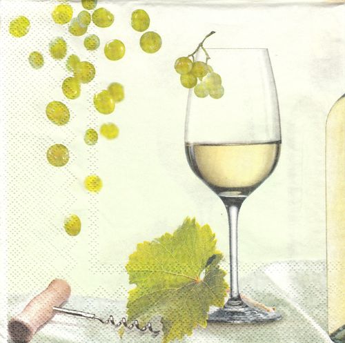4 Serviettes papier Vin Blanc