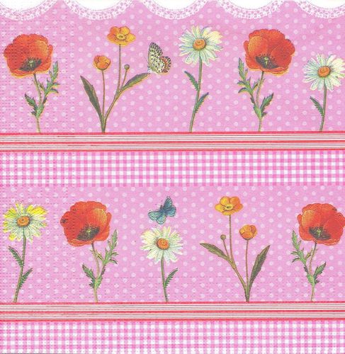 2 Paper Napkins Vichy Flowers