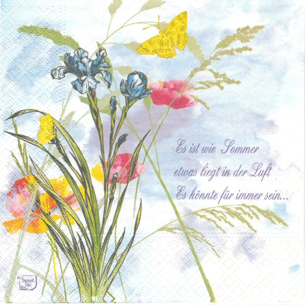 2 Serviettes en papier Fleur iris Coquelicot Paper Napkins Summer Feeling 