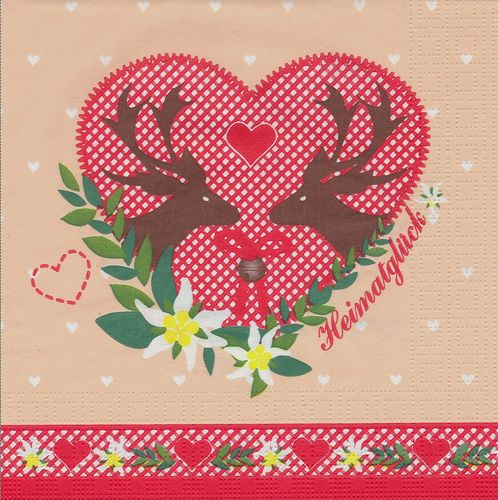 4 Paper Napkins Christmas Heart
