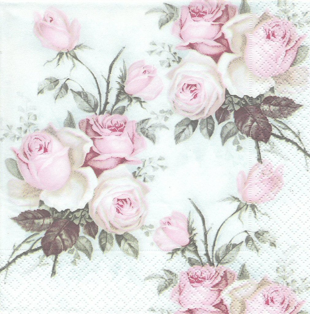 2 Serviettes en papier Fleur Rose Rosier Decoupage Paper Napkins Flower Rosebush 
