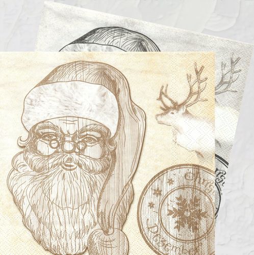 2 Paper Napkins Santa in Nature