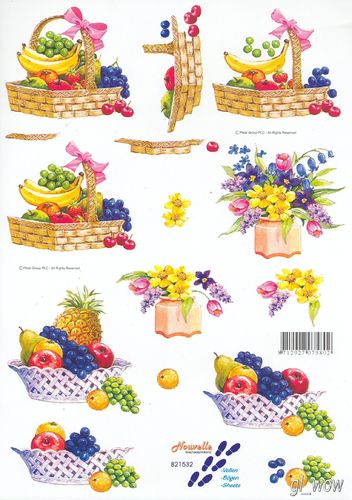 Feuille 3D A4 8215.032 Corbeille de Fruits