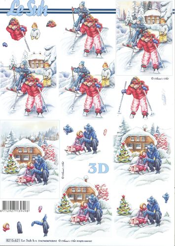 Feuille 3D A4 8215.621 Enfants Ski Hiver