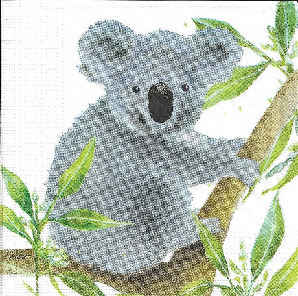2 Serviettes en papier Koala Decoupage Paper Napkins Tropical Koala Bear 
