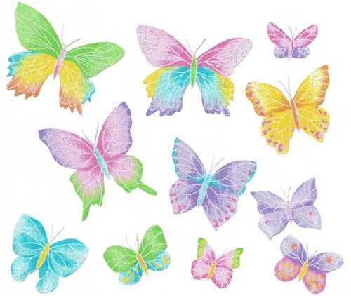 11 Iron-on patch Butterflies Glitter