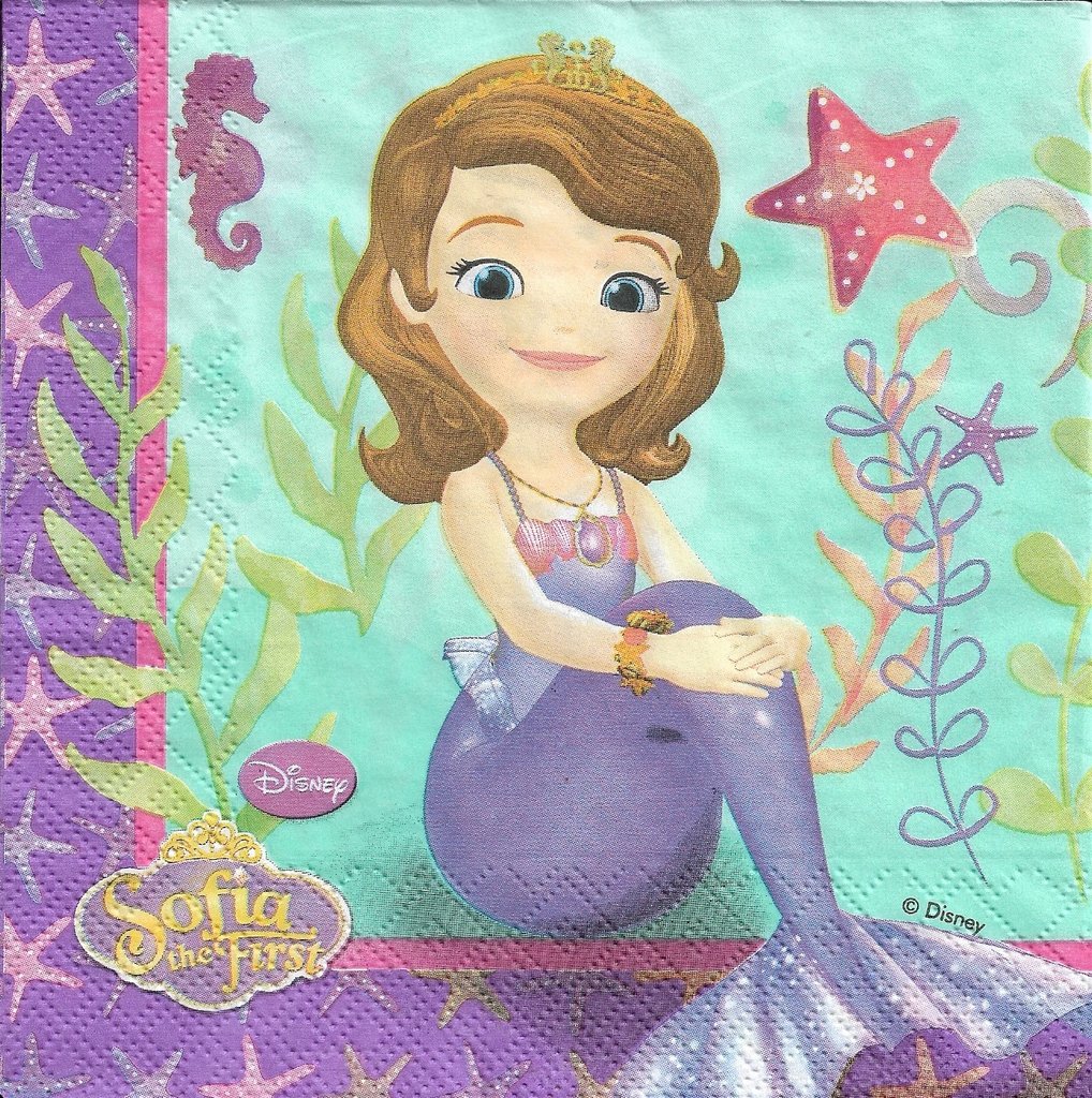 2 Serviettes en papier Princesse Glamour Paper Napkins Princess Disney 