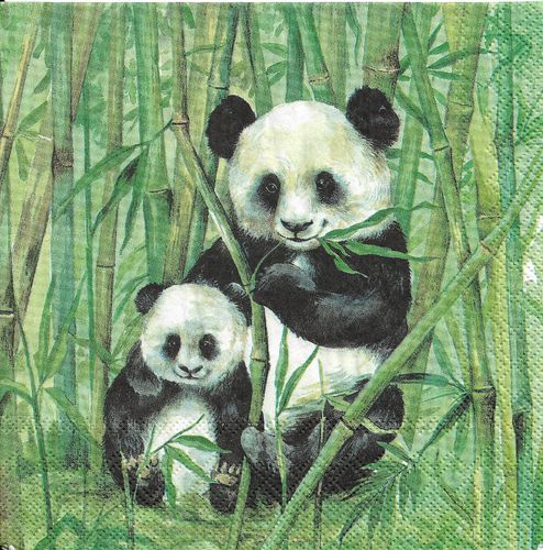 2 Serviettes papier Panda Bambou