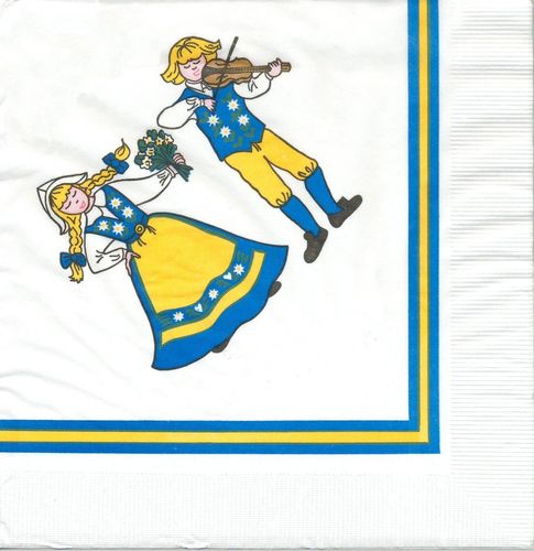 2 Paper Napkins Vintage Swedish National Costume