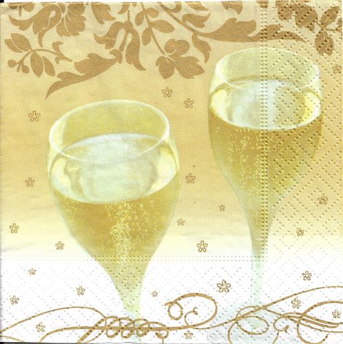 3 Serviettes papier Cocktail Champagne