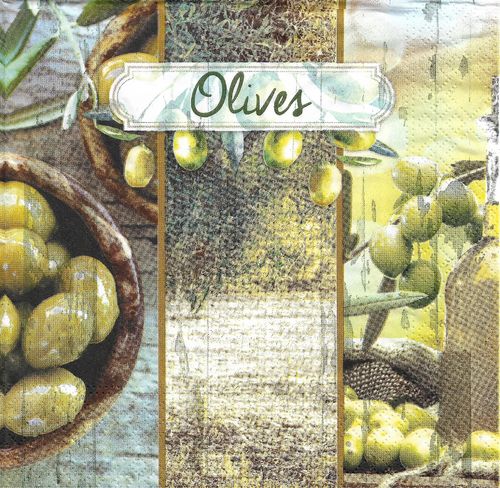 4 Serviettes papier Jardin Olives