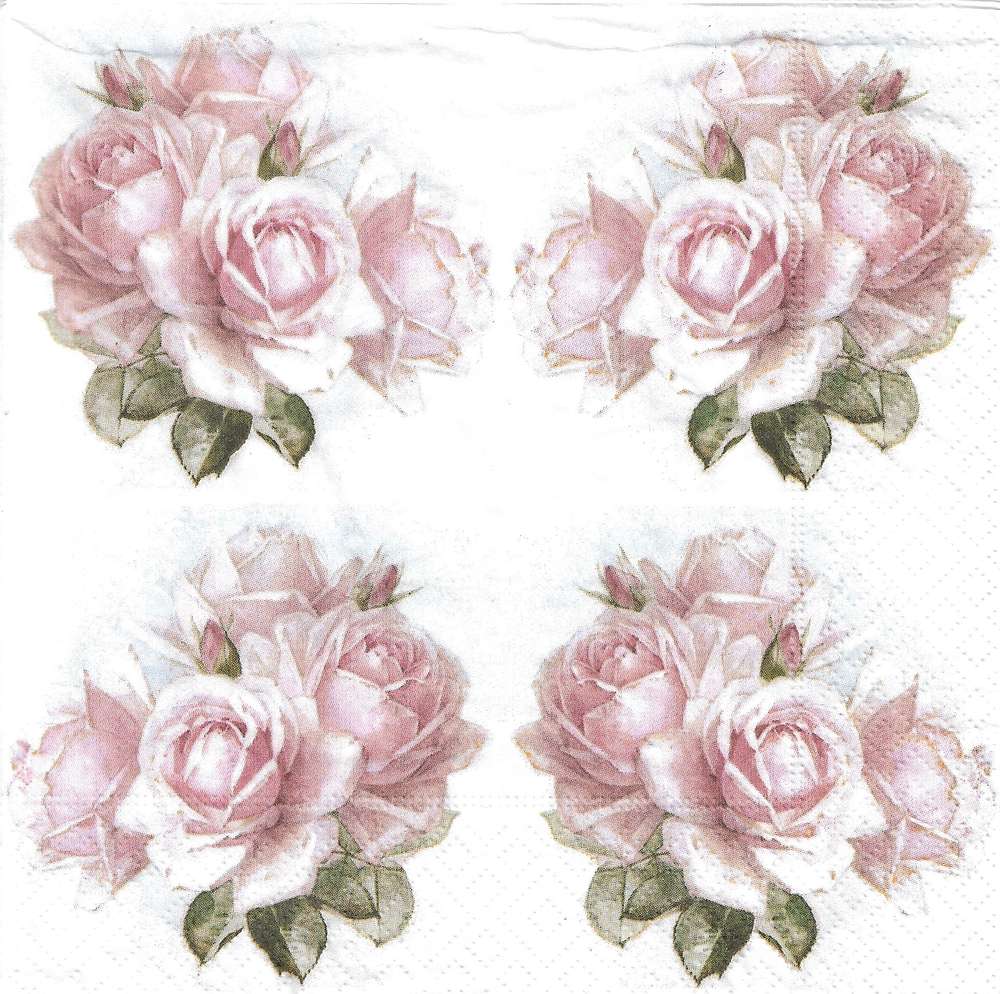 4 Pièces Serviettes Rosamond roses Filigrane roses 1/1 Serviettes technique Fleurs