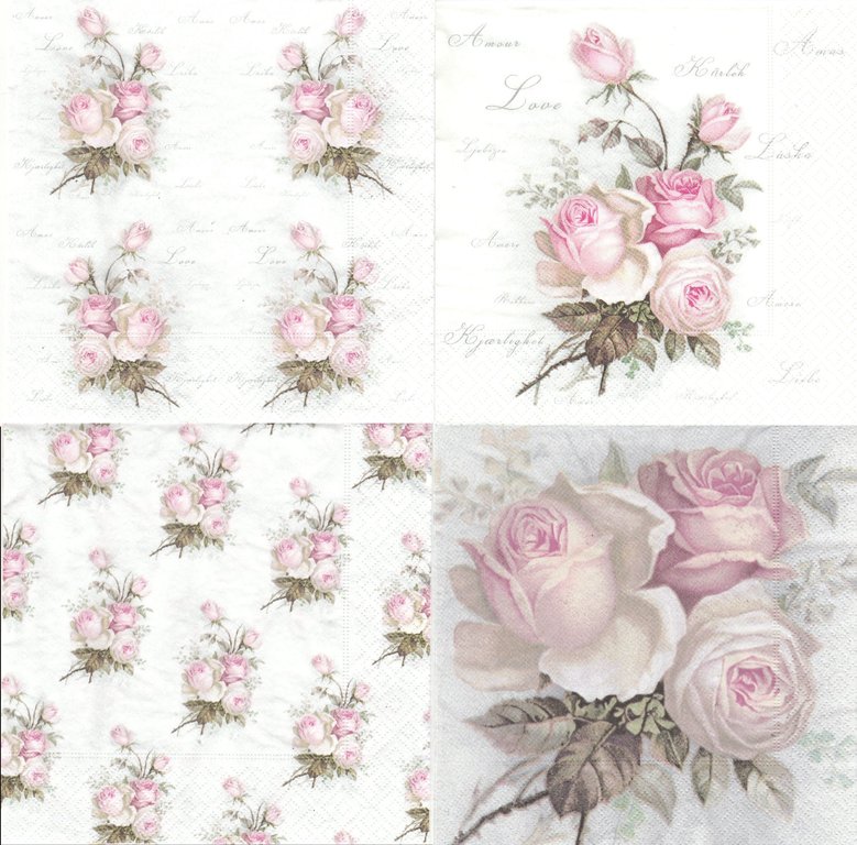 2 Serviettes en papier Roses Madeline Decoupage Paper Napkins Flowers 