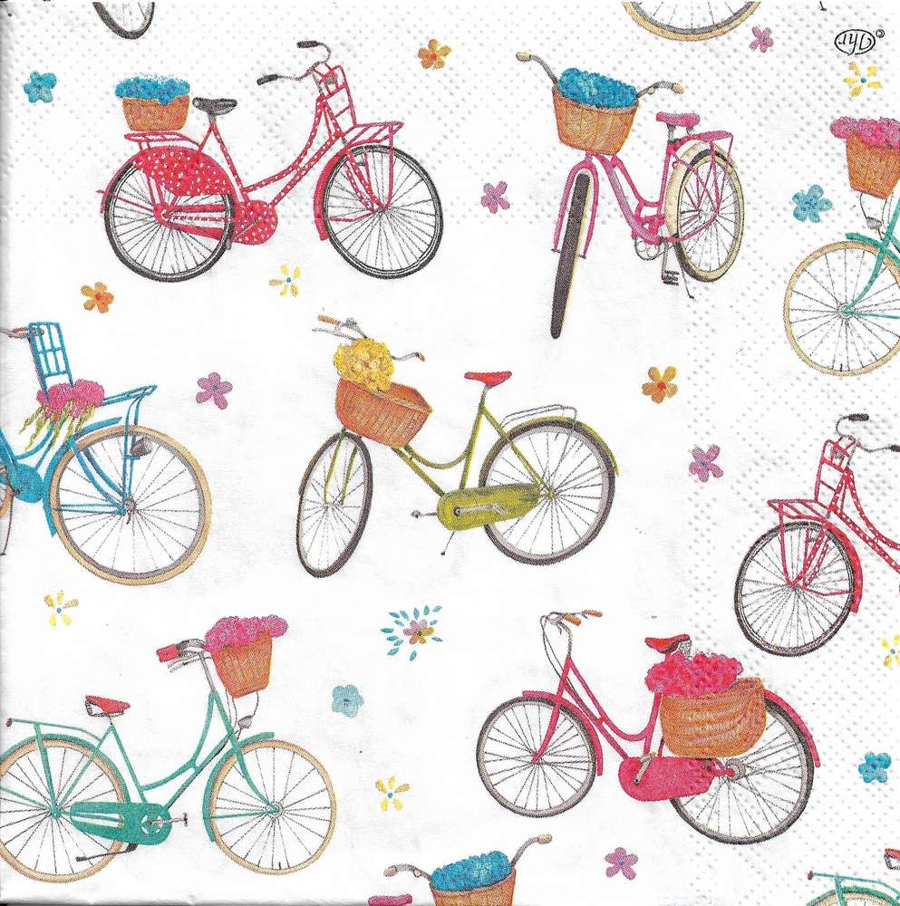 Paris Bicycle Ideal for Decoupage/Napkin Art CraftyThings 4 x Paper Napkins