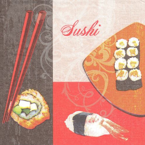 2 Serviettes papier Sushi Japon