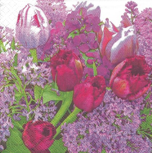 3 Paper Napkins Cocktail Lilac Tulips