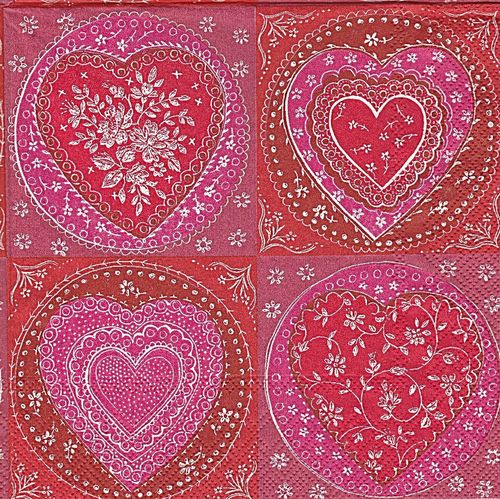2 Paper Napkins Lace Hearts