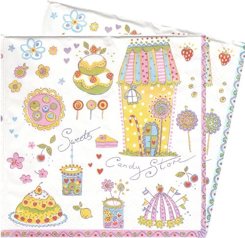 2 Paper Napkins Candy Store