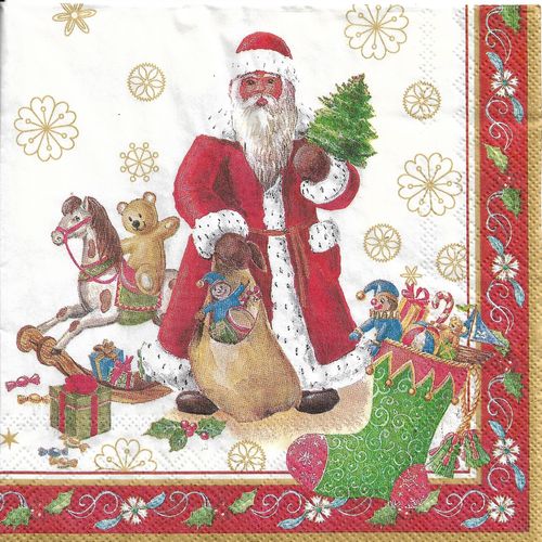 4 Serviettes papier Père Noël et Jouets
