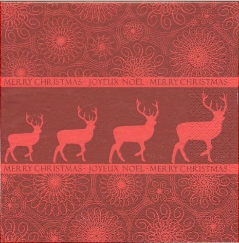 2 Paper Napkins Four Stags Red