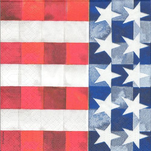 2 Paper Napkins Quilted Flag