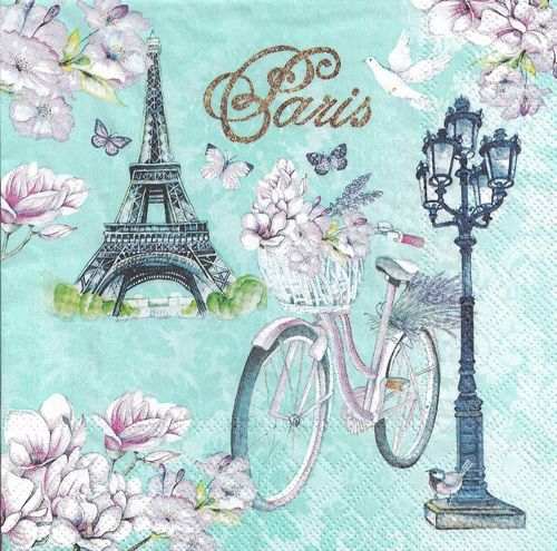 4 Serviettes papier Paris Vélo Tour Eiffel