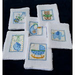6 lingettes Bébé bleu lavables Coton/Doudou Bambou