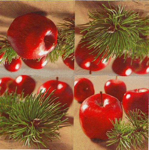 2 Serviettes papier Pommes Rouges Noël