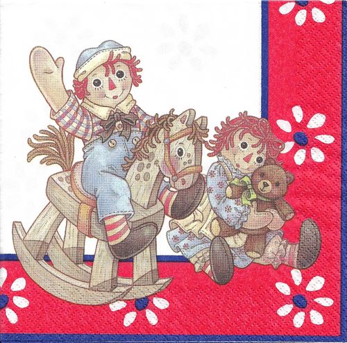 1 Paper Napkin Raggedy Ann and Andy
